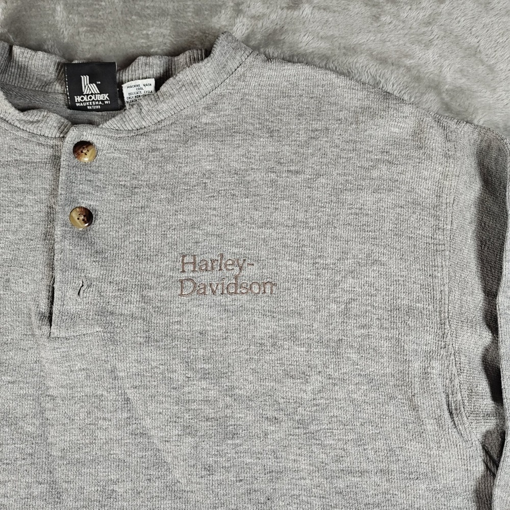 Vintage Harley Davidson Henley Shirt Men XL Biker Motorcycle Bob Dron Oakland CA